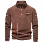 V-Twin Bike Half Zip Stand Up Collar Hoodie CAR484 - Brown