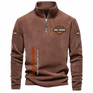 V-Twin Bike Half Zip Stand Up Collar Hoodie CAR484 - Brown