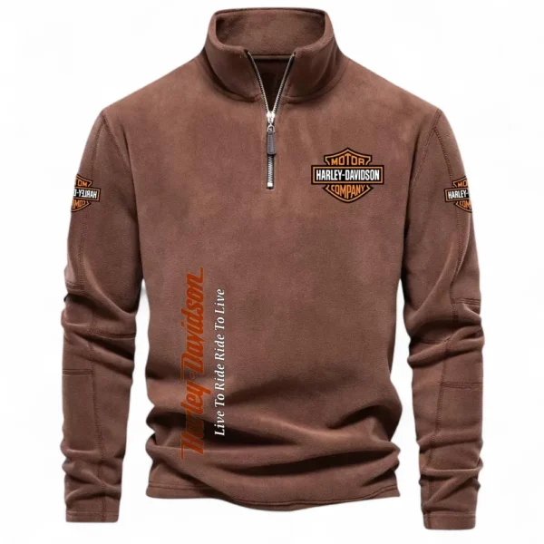 V-Twin Bike Half Zip Stand Up Collar Hoodie CAR484 - Brown