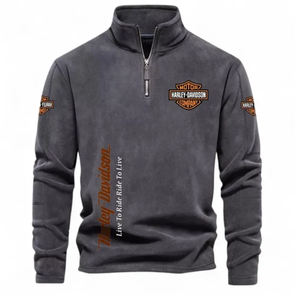 Chopper Style Bike Half Zip Stand Up Collar Hoodie CAR484 - Dark Gray