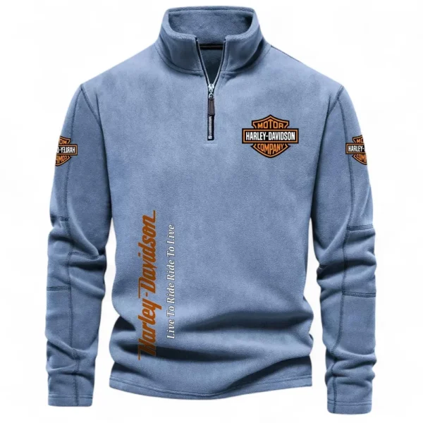 Road Cruiser Half Zip Stand Up Collar Hoodie CAR484 - Light Blue