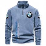 Street Motorcycle Half Zip Stand Up Collar Hoodie CAR484 - Light Blue