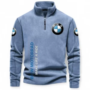 Street Motorcycle Half Zip Stand Up Collar Hoodie CAR484 - Light Blue