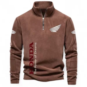 Adventure Motorbike Half Zip Stand Up Collar Hoodie CAR484 - Brown