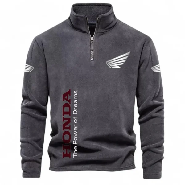 Road Bike Half Zip Stand Up Collar Hoodie CAR484 - Dark Gray