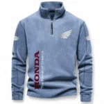 Two-Wheeler Half Zip Stand Up Collar Hoodie CAR484 - Light Blue