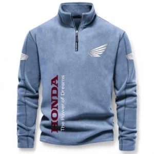 Two-Wheeler Half Zip Stand Up Collar Hoodie CAR484 - Light Blue