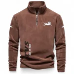 Efficient Daily Rider Half Zip Stand Up Collar Hoodie CAR484 - Brown