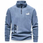 Compact Motorbike Half Zip Stand Up Collar Hoodie CAR484 - Light Blue