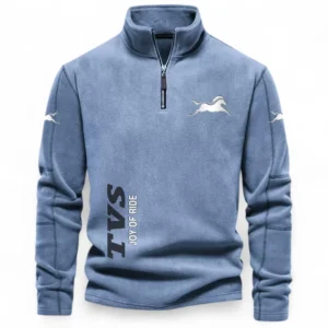 Compact Motorbike Half Zip Stand Up Collar Hoodie CAR484 - Light Blue