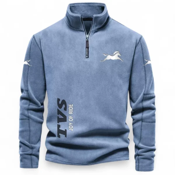 Compact Motorbike Half Zip Stand Up Collar Hoodie CAR484 - Light Blue