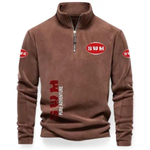 Outdoor Explorer Bike Half Zip Stand Up Collar Hoodie CAR484 - Brown