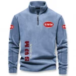 Adventure Ride Half Zip Stand Up Collar Hoodie CAR484 - Light Blue