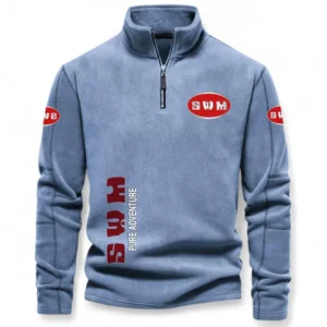 Adventure Ride Half Zip Stand Up Collar Hoodie CAR484 - Light Blue