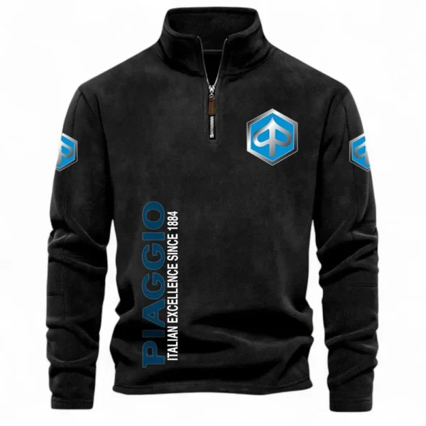 Chic Scooter Half Zip Stand Up Collar Hoodie CAR484 - Black