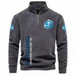 Lightweight Commuter Half Zip Stand Up Collar Hoodie CAR484 - Dark Gray