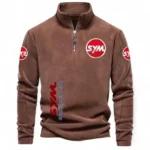 Compact Motorbike Half Zip Stand Up Collar Hoodie CAR484 - Brown