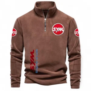 Compact Motorbike Half Zip Stand Up Collar Hoodie CAR484 - Brown