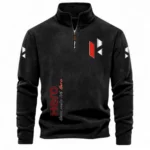 Compact Street Bike Half Zip Stand Up Collar Hoodie CAR484 - Black