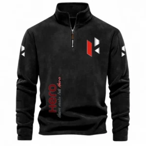 Compact Street Bike Half Zip Stand Up Collar Hoodie CAR484 - Black