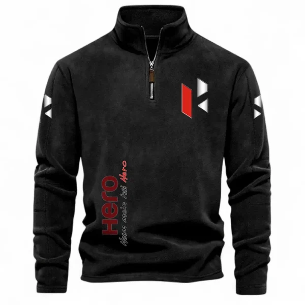 Compact Street Bike Half Zip Stand Up Collar Hoodie CAR484 - Black