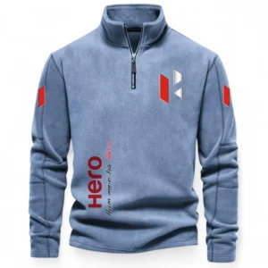 Everyday Motorcycle Half Zip Stand Up Collar Hoodie CAR484 - Light Blue