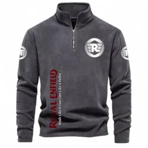 Vintage Two-Wheeler Half Zip Stand Up Collar Hoodie CAR484 - Dark Gray