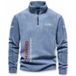Timeless Motorcycle Half Zip Stand Up Collar Hoodie CAR484 - Light Blue
