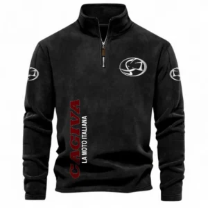 Racing Inspired Ride Half Zip Stand Up Collar Hoodie CAR484 - Black