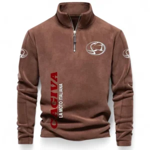 Compact Motorbike Half Zip Stand Up Collar Hoodie CAR484 - Brown