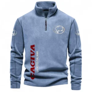 Modern Road Bike Half Zip Stand Up Collar Hoodie CAR484 - Light Blue