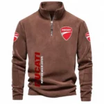 Track Hunter Half Zip Stand Up Collar Hoodie CAR484 - Brown