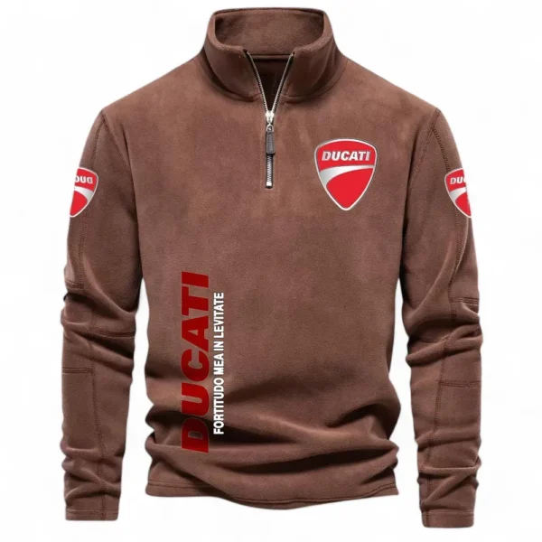 Track Hunter Half Zip Stand Up Collar Hoodie CAR484 - Brown