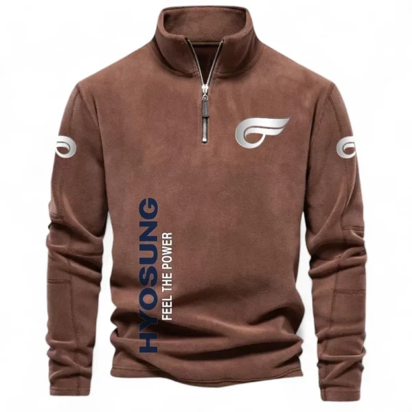 Everyday Motorbike Half Zip Stand Up Collar Hoodie CAR484 - Brown