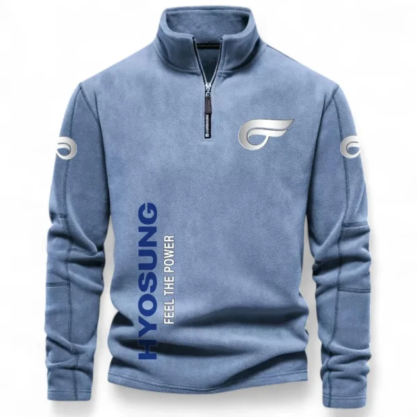 Modern Motorcycle Half Zip Stand Up Collar Hoodie CAR484 - Light Blue