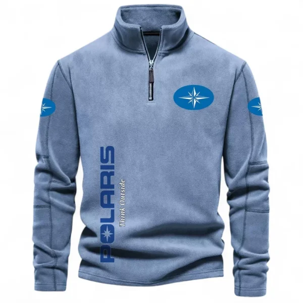Outdoor Adventure Ride Half Zip Stand Up Collar Hoodie CAR484 - Light Blue
