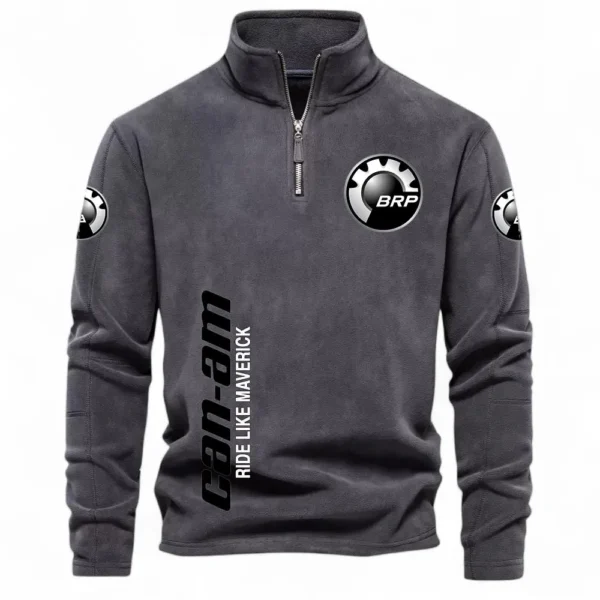 Fun Ride Machine Half Zip Stand Up Collar Hoodie CAR484 - Dark Gray