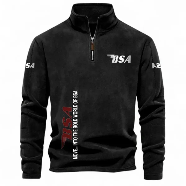 Collectible Bike Half Zip Stand Up Collar Hoodie CAR484 - Black