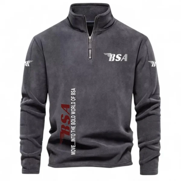 Antique Two-Wheeler Half Zip Stand Up Collar Hoodie CAR484 - Dark Gray