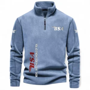 Retro Cruiser Half Zip Stand Up Collar Hoodie CAR484 - Light Blue