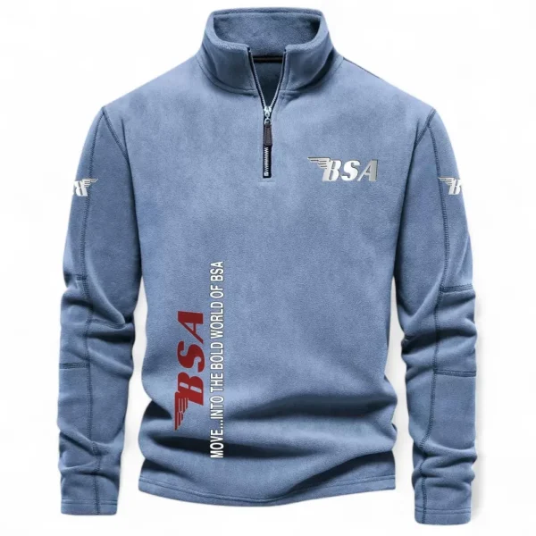 Retro Cruiser Half Zip Stand Up Collar Hoodie CAR484 - Light Blue