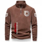 Custom Engineered Sport Bike Half Zip Stand Up Collar Hoodie CAR484 - Brown