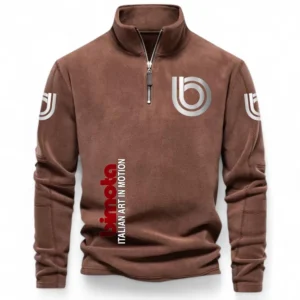 Custom Engineered Sport Bike Half Zip Stand Up Collar Hoodie CAR484 - Brown