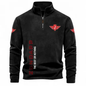 Timeless Motorcycle Half Zip Stand Up Collar Hoodie CAR484 - Black