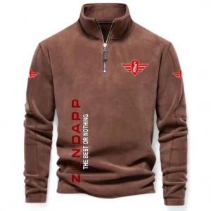 Collector’s Bike Half Zip Stand Up Collar Hoodie CAR484 - Brown