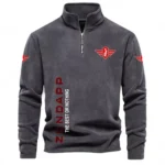 Traditional Motorcycle Half Zip Stand Up Collar Hoodie CAR484 - Dark Gray