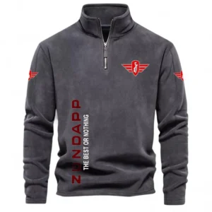 Traditional Motorcycle Half Zip Stand Up Collar Hoodie CAR484 - Dark Gray