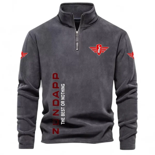 Traditional Motorcycle Half Zip Stand Up Collar Hoodie CAR484 - Dark Gray