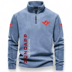 Retro Street Bike Half Zip Stand Up Collar Hoodie CAR484 - Light Blue