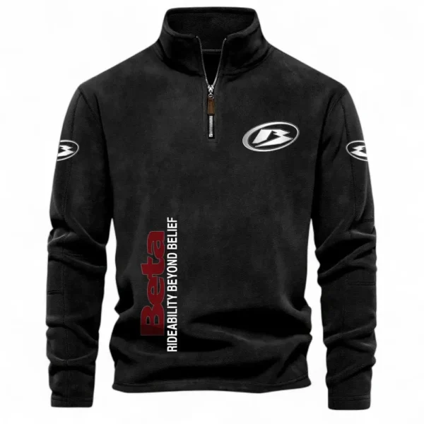 Dirt Bike Half Zip Stand Up Collar Hoodie CAR484 - Black